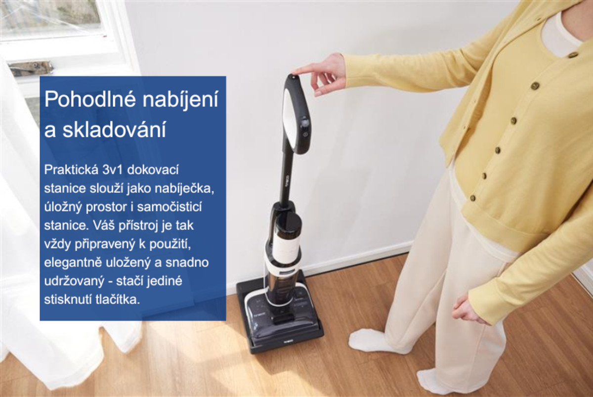 Nabíjení, čištění a skladování v jednom
