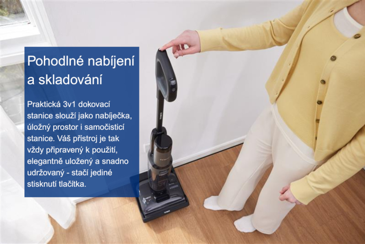 Nabíjení, čištění a skladování v jednom
