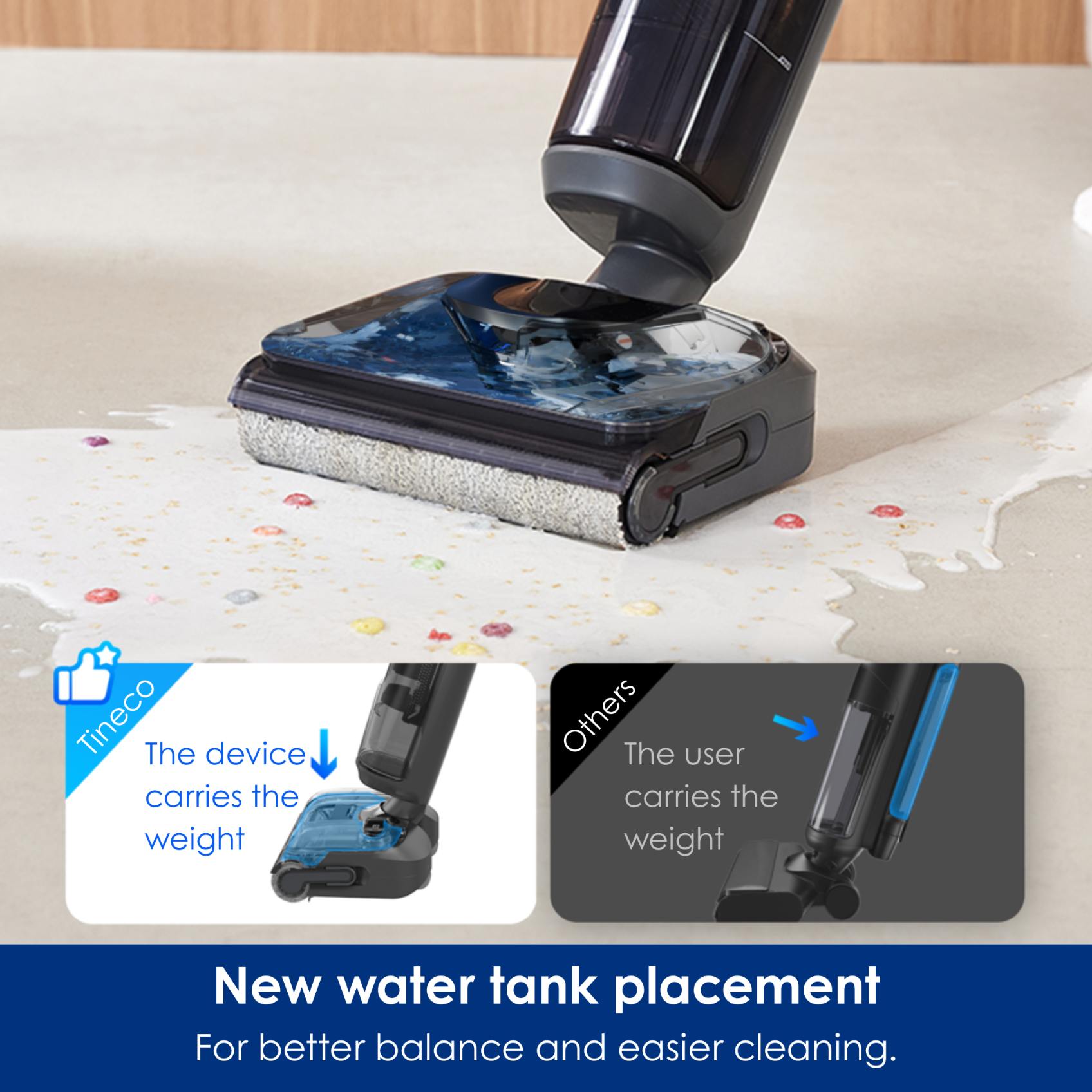Larger tanks for more efficient cleaning