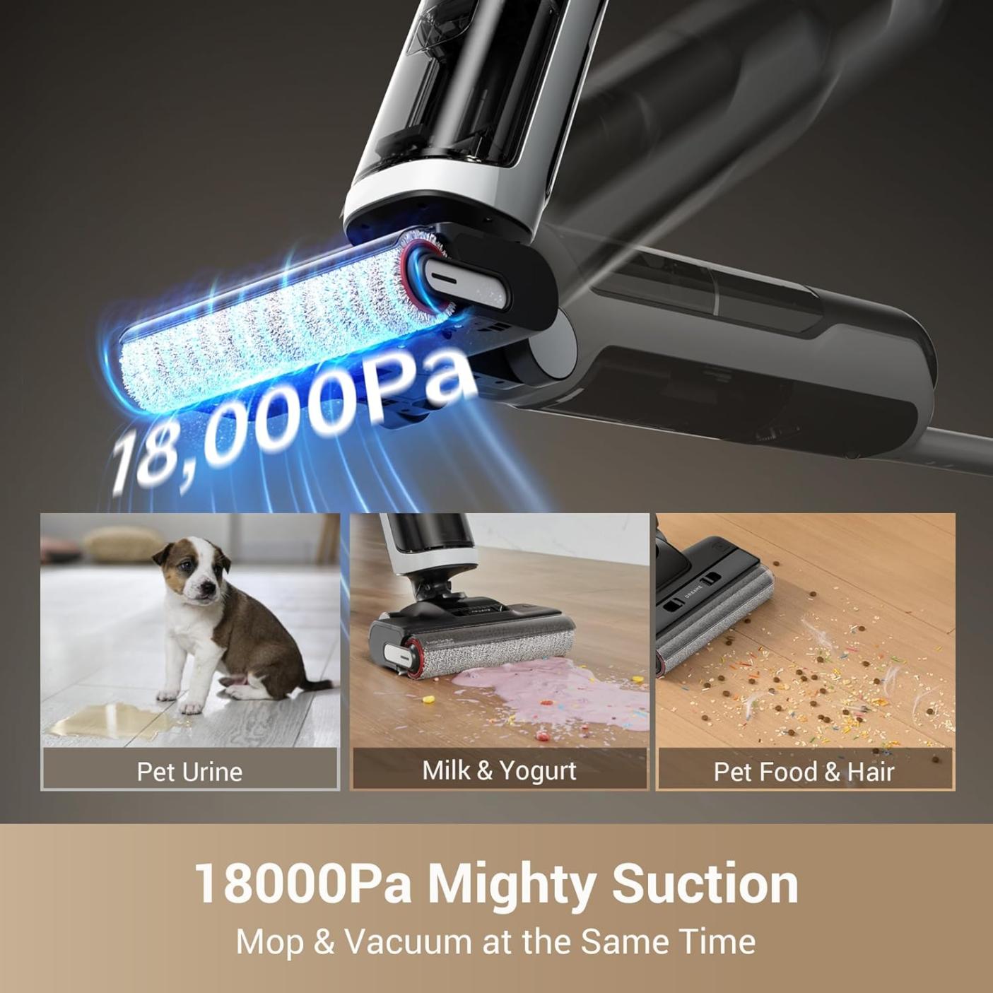 Powerful suction 18 kPa